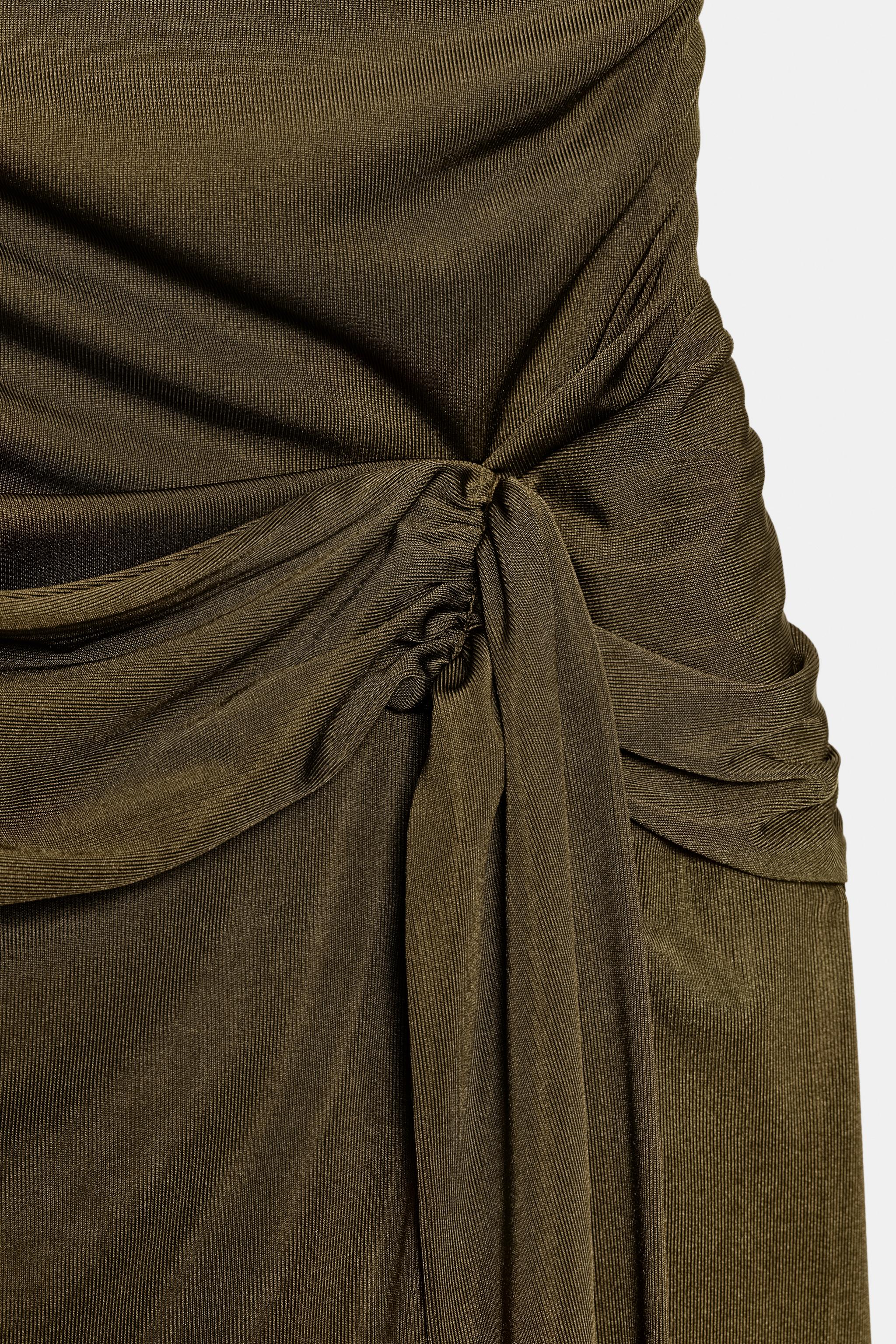 GATHERED MINI DRESS WITH SASH